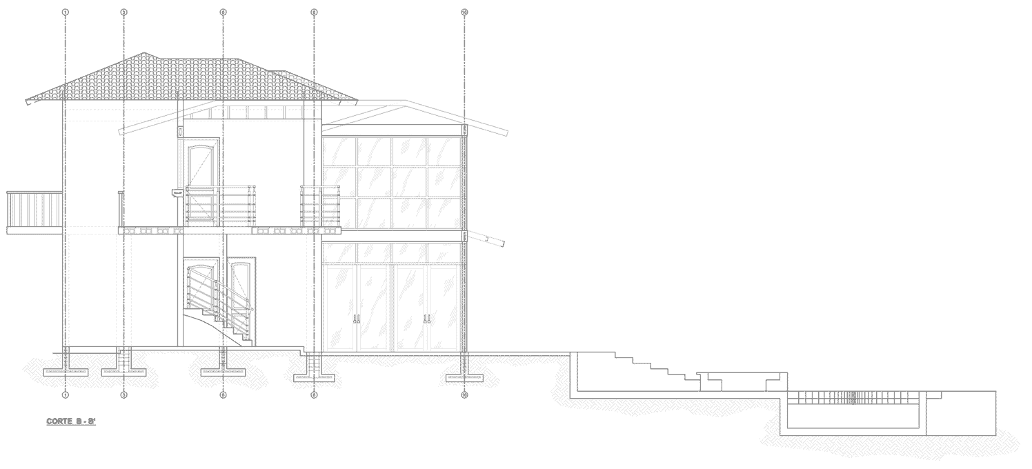 CONCEPTO DE CASA DE PLAYA SECCION LATERAL